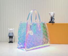 5a New Summer Onthego Shoulder Bag Designer Top Grade Leather Casual Transparent Colorful Shopping Bag Women's Handbag Crossbody Bag