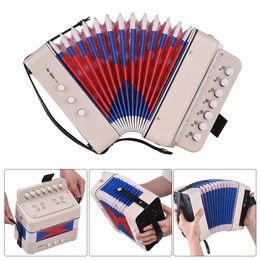 Keyboards Piano Mini 10-Button Kids Accordion Toy Supports Bass Chords 14 Notes with Cleaning Cloth Educational Music Instrument for Children