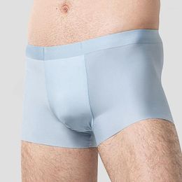 Underpants 3Pcs Men's Panties U Convex Design Elastic Cotton Crotch Breathable Antibacterial Boxer Shorts Ice Silk Men Underwear