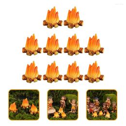 Garden Decorations 10 Pcs Fire Ornaments Outdoor Halloween Micro Model Landscaping Campfire Flowerpot Fake Resin