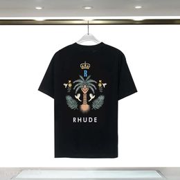 Men's Shirts 23Ss Rhude High Quality T Shirt Mens Spring Autumn Letter Print Short Sleeve Us Size M Xxl 548