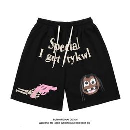 Men's Shorts Summer Shorts Gun Element Print Women Man Knee Pants Harajuku female Loose High Waist Five Point Pants Cartoon y2k Man Shorts 230408