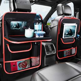 Car Organizer Car Accessories Universal Car Seats Organizer w/Tray Tablet Holder/ Multi-Pocket Storage Automobiles Interior Stowing Tidying Q231109