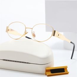 Designer Designer Men Sun Glasses Oval Metal Frame Shades Lunette Leopard Print Plated Gold Sier Sunglasses for Women