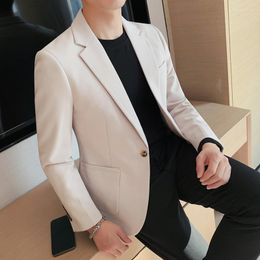 Men's Suits 2023 High Quality Gentleman Men Slim Casual White Suit Large Size Brands Men's Business Flow Of Pure Colour Blazers