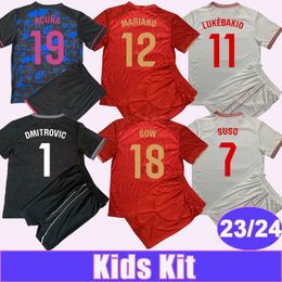 23 24 SERGIO RAMOS Kids Kit Soccer Jerseys MARIANO ACUNA PEDROSA GUDELJ L. OCAMPOS SUSO RAFA I. RAKITIC MIR SOW Away 3rd GK Football Shirts