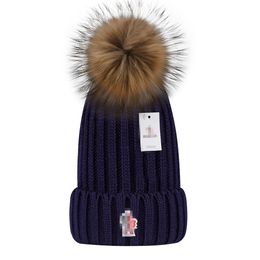 Top Selling Real Fur Ball Cap Winter Hat For Women unisex Wool Knitted Cotton Luxury Temperament Versatile Knitted Hat Warm Design Hat ak3