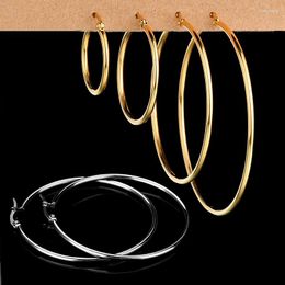 Hoop Earrings Classic Women Stainless Steel Round Jewelry Gold/Steel Color
