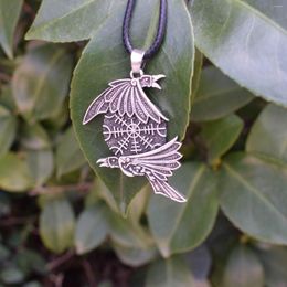 Chains 12psc Nordic Viking Raven Vegvisir Necklace Norse Celtic Rune Amulet Pendant Gift Jewellery