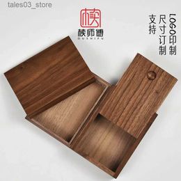 Jewelry Boxes Black Walnut Solid Wood Pull Out Small Wooden Box Antique Money Coin Storage Box Jewelry Desktop Storage Box Wholesale Q231109