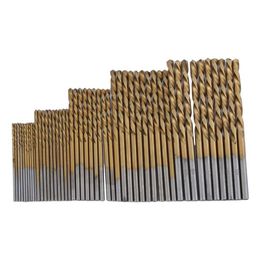 Freeshipping Cheap Price 50PCS*10 1/15/2/25/3mm HSS High Speed Steel Drill Bit Set Tools Titanium Coated Pbhva