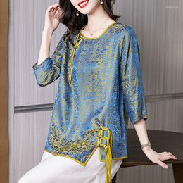 Women's T Shirts Large Size Loose T-shirt Women's Top Middle-sleeved Summer Dress Shirt 2023 Middle-aged And Elderly Clothing