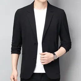 Men's Suits Men Suit Coat Double Buttons Cardigan Blazer Solid Colour Patch Pocket Business Jacket Long Sleeve Lapel Notch Collar Formal