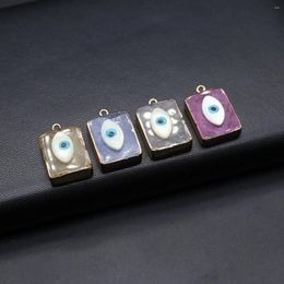 Pendant Necklaces 1PC Natural Stone Rectangle Devil's Eye Agates Charms For Women Making DIY Jewerly Necklace 15x26mm
