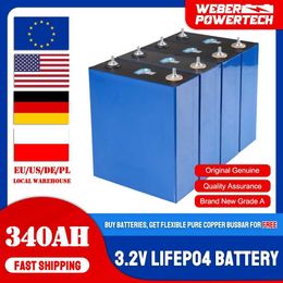 Brand New 340Ah 3.2V 4/8PCS LiFePO4 Battery Grade A for 48V Rechargeable Lithium Iron Phosphate Cells Aluminium Shell With Busbar