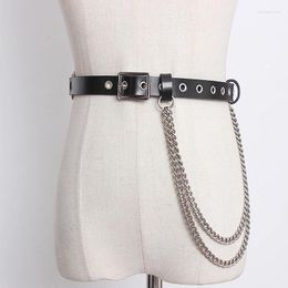 Belts Women's Runway Fashion Genuine Leather Chain Cummerbunds Female Dress Corsets Waistband Decoration Wide Belt R1688