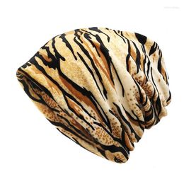 Berets 2023 Autumn And Winter Cotton Zebra Print Thicken Knitted Hat Warm Skullies Cap Beanie For Men Women 178