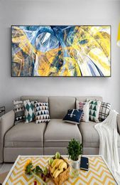 Yellow Blue Abstract Lines Paintings Modern Wall Pictures For Living Room Canvas Printings Psychedelic Nordic Posters6264741