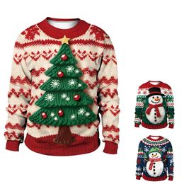 Women's Sweaters Year Sweatshirt for Women Men Ugly Winter Sweaters with Sleeve Oneck Soft Christmas Tree Print Pullovers Maxi Oversized 231109