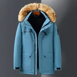 Men's Down Parkas Collar Real Fur Winter Jacket Hooded Warm 90% White Duck Down Coat Men Parkas Hight Quality Multiple Pockets Overcoat 231109