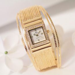 Wristwatches Aiseilo Ladies Fashion Korea Rhinestone Rose Gold Quartz Watch Female Belt Women's Watches Clock Women WatchWristwatches