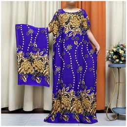 Ethnic Clothing Short Sleeve Robe Maxi Long Dress 2023 Women Summer Beachwear Swimsuit Cover Up Tunic For Beach Kaftan