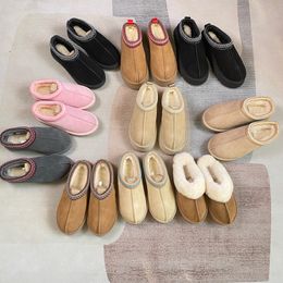 Tasman Slippers Winter Plush Thickened Plush Slippers Warm Cotton Shoes Leather And Grass Integrated Snow Boots Tazz Slippers Sandals Women Bare Boots 35-45