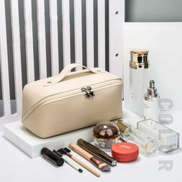 Cosmetic Bags Cases Large Travel Bag for Women Leather Makeup Organizer Female Toiletry Kit Make Up Case Storage Pouch Luxury Lady Box 230404