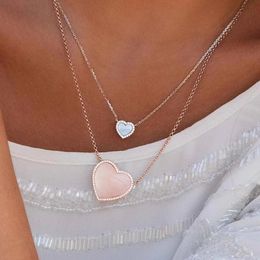 Luxury Brand Love Heart Designer Pendant Charm Pearl Elegant Pink Hearts Diamond Chain Necklace Jewelry