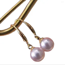 Dangle Earrings Jewellery Silver Natural Akoya Pearl 9-10MM Round 18K Gold