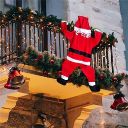 Christmas Decorations Christmas Flannel Santa Claus Climbing Clothes Wall Decorations Holiday Hanging Gifts Xmas Hanging Ornaments Funny Pendants 231109