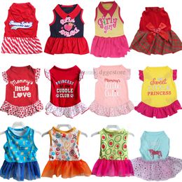 Dog Dresses for Small Dogs Cute Girl Female Dog Dress Mommy Puppy Shirt Skirt Doggie Dresses Pet Summer Clothes Apparel for Dogs and Cats 12 Color Wholesale S A880