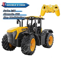 Electric/RC Car DOUBLE E RC Truck Trailer Dump 4WD Harvest Farmer Car Tractor 2.4G Remote Control Engineering Vehicles Model Toys for Children 231108