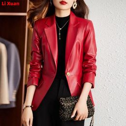 Women's Suits High Quality Korean Fashion Elegant Long Sleeved Jacket Office Cardigan Autumn Winter 2023 Leather Blazer Coat Top