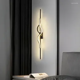 Wall Lamps Modern Living Room Long Lamp With Anomalous Design Gold Black Tv Background Decorative Bedroom Light