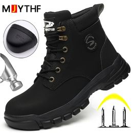 Boots Men Protective Steel Toe Shoes Antismash Antipuncture Work Safety Indestructible Winter Waterproof 231108