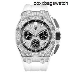 Audemar Pigue Wrist Watches Automatic Watch Audemar Pigue Royal Oak Offshore Watch 43MM White Gold No Markers Dial Rubber HB54