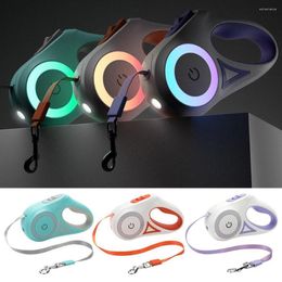 Dog Collars Retractable Automatic LED Light Leash Straps Extending Nylon Pet Walking Leads Traction Rope