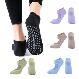 Women Socks Non Slip Floor For Indoor Sports Solid Colour Combed Cotton Sox Pilates Fitness Ballet Dance Trampoline Daily