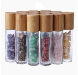 10mL Jade Rollerball Bottle Perfume Essential Oil Storage Bottles With Crushed Natural Crystals Quartz Stone Crystal Roller Ball 12 LL