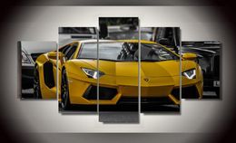 5Pcs With Framed Printed yellow sport Car picture Painting wall art children039s room decor print poster picture canvas oil pai2776230