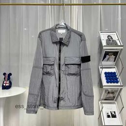 Stones Island Jackets Badges Zipper Stone Outerwear Mesh Metal Nylon Overalls Shirt Jacket JN58