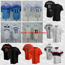 Baseball Jerseys Mens #11 Luis Aparicio Vintage 1969 Black White Cream Blue Stitched Shirts Jersey