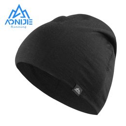 Cycling Caps Masks AONIJIE M38 Unisex Merino Wool Knit Beanie Cap Outdoor Sports Casual Knit Beanie Hat Skull Cap For Running Hiking Cycling Travel 231101