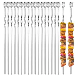 Tools Bbq Kabob Skewer Stainless Steel Premium Skewers Set Of 20 Flat Twisted Reusable For Grilling