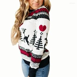 Women's Sweaters Women Christmas Sweater Reindeer/Snowflake Pattern Long Sleeve Round Neck Knitted Pullover Wild Top 2023 Fashion