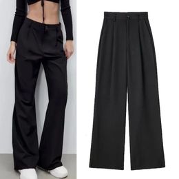 Women's Pants Capris TRAF Women's Pants High waist Trousers Office outfits Formal Pants Baggy Black Pink Woman Fashion Pants 231108