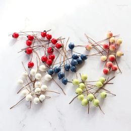 Decorative Flowers 5.5cm Berry Artificial Flower DIY Christmas Garland Wreath Accessories Fake Plant Wedding Home Party Decoration