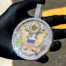 KRKC персонализированные ювелирные изделия из стерлингового серебра 10/14/золотое ожерелье в стиле хип-хоп с багетной огранкой VVS кулон с муассанитом