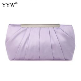 Evening Bags 2023 Women Banquet Handbags Elegant Purple Chain Pleated Wedding Purse Party Clutch Shoulder Crossbody Tote 231108